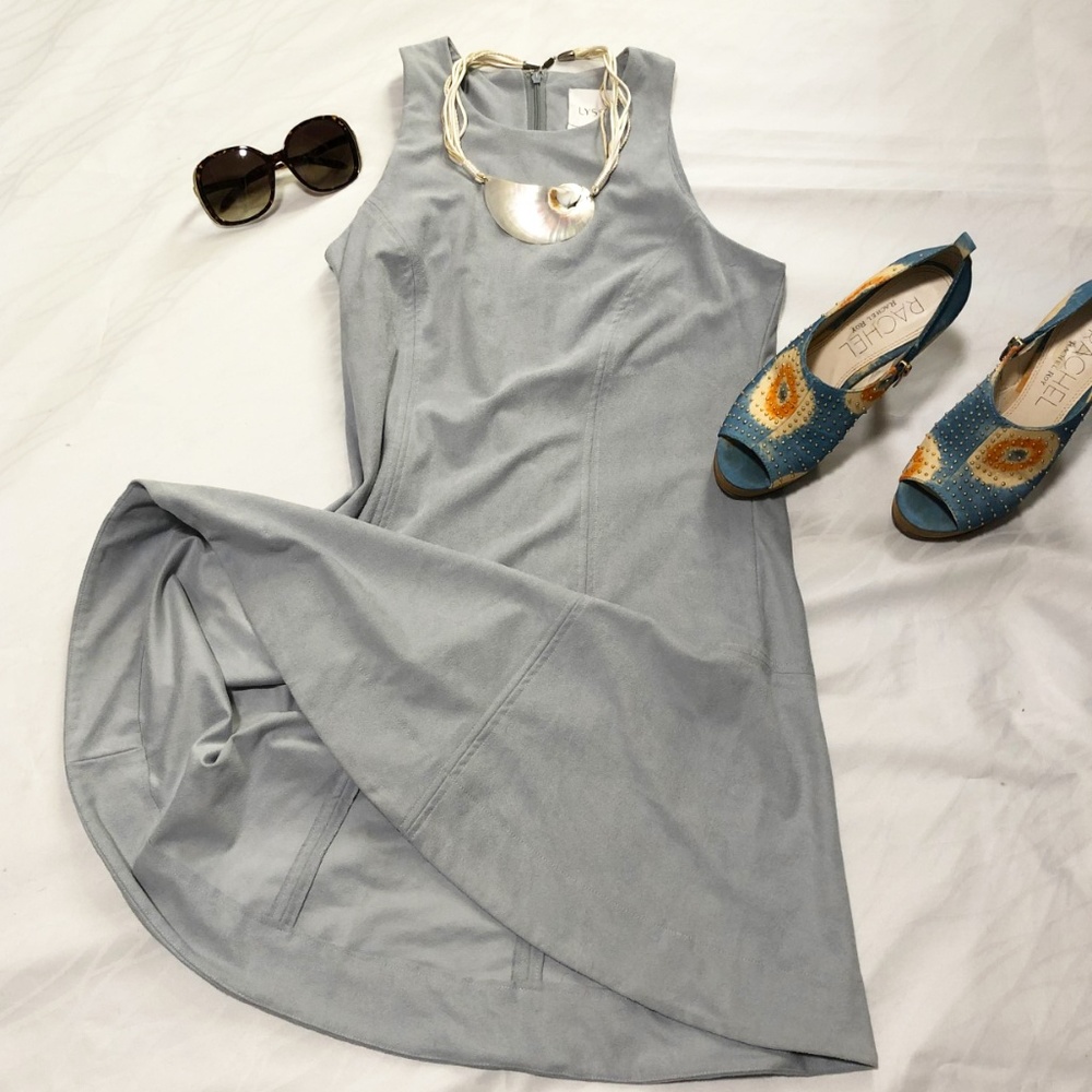 Lysse pale blue faux suede dress NWT